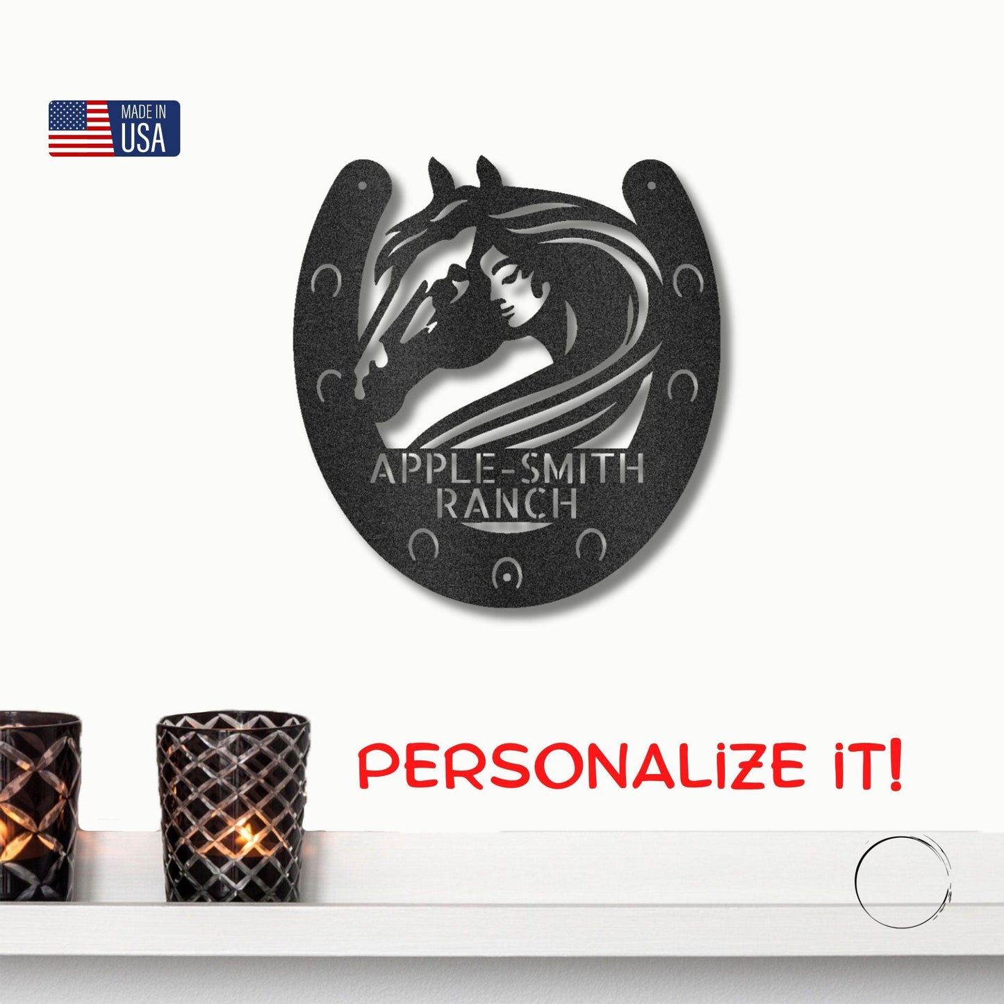 Horse Owner Monogram Personalized Indoor Outdoor Steel Sign - Mallard Moon Gift Shop