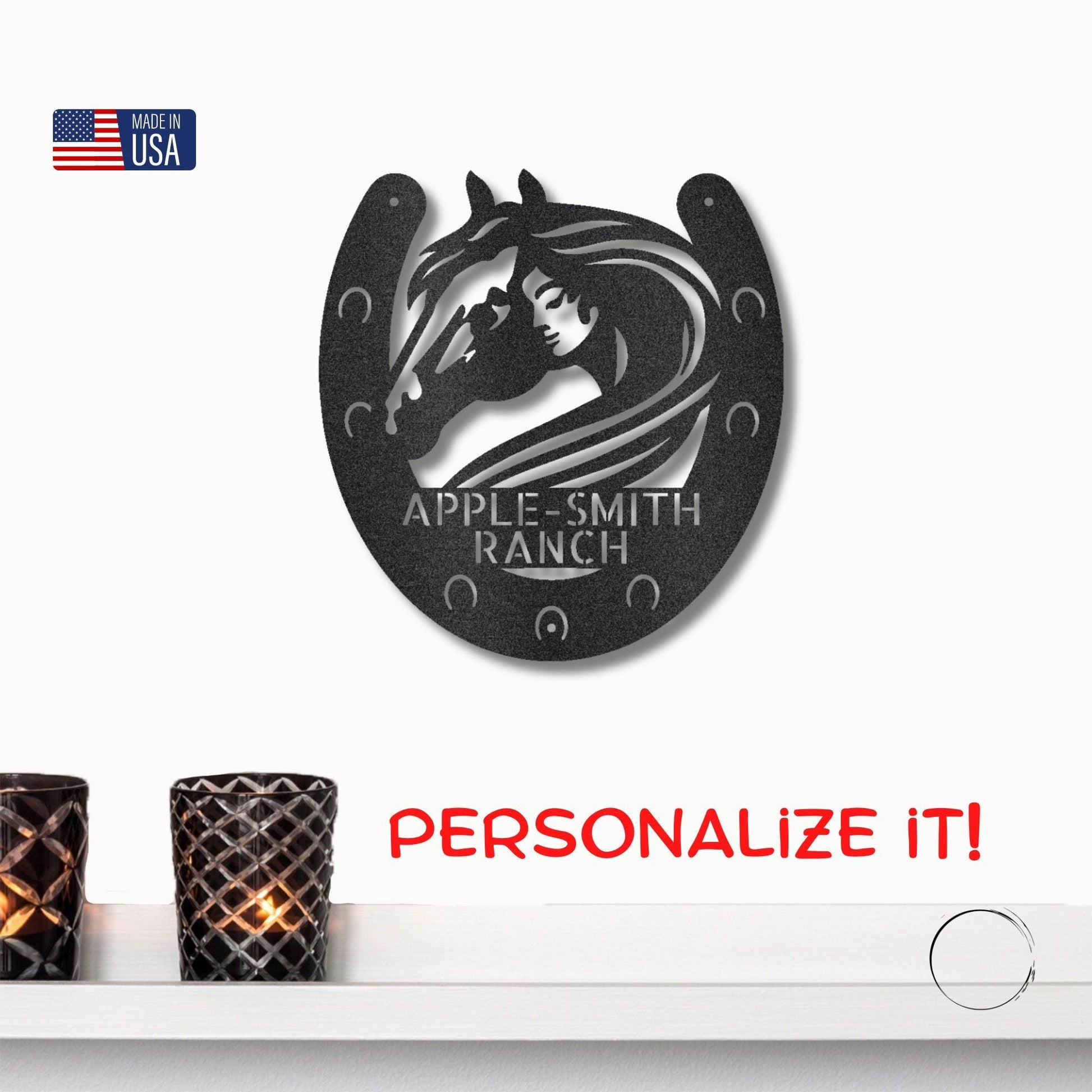 Horse Owner Monogram Personalized Indoor Outdoor Steel Sign - Mallard Moon Gift Shop