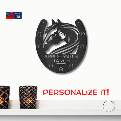 Horse Owner Monogram Personalized Indoor Outdoor Steel Sign - Mallard Moon Gift Shop