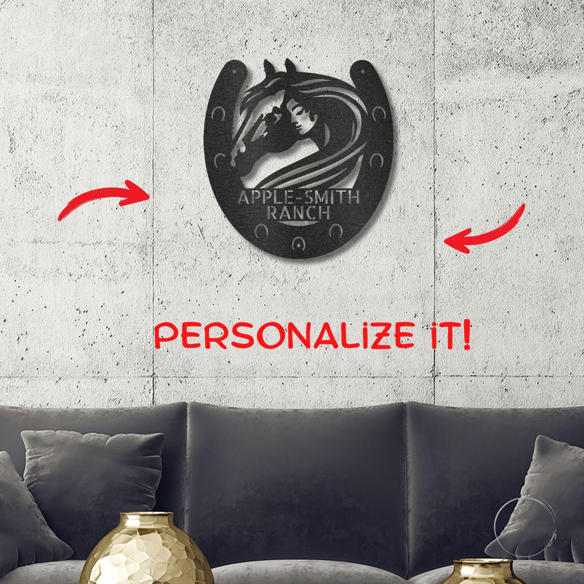 Horse Owner Monogram Personalized Indoor Outdoor Steel Sign - Mallard Moon Gift Shop