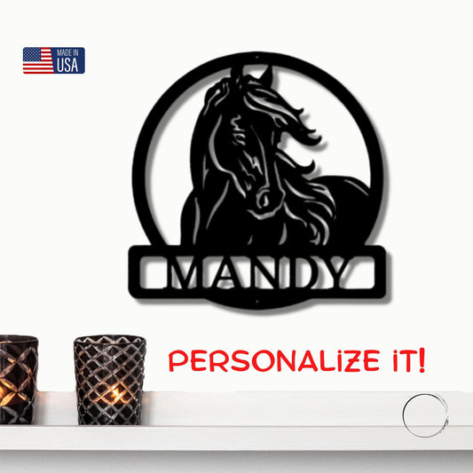 Horse Personalized Metal Wall Art Sign - Mallard Moon Gift Shop