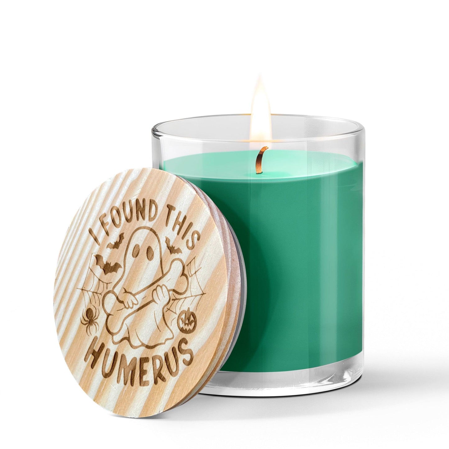 Halloween Ghost, I Found This Humerus - Engraved Lid 14 oz Soy Scented Candle - Mallard Moon Gift Shop