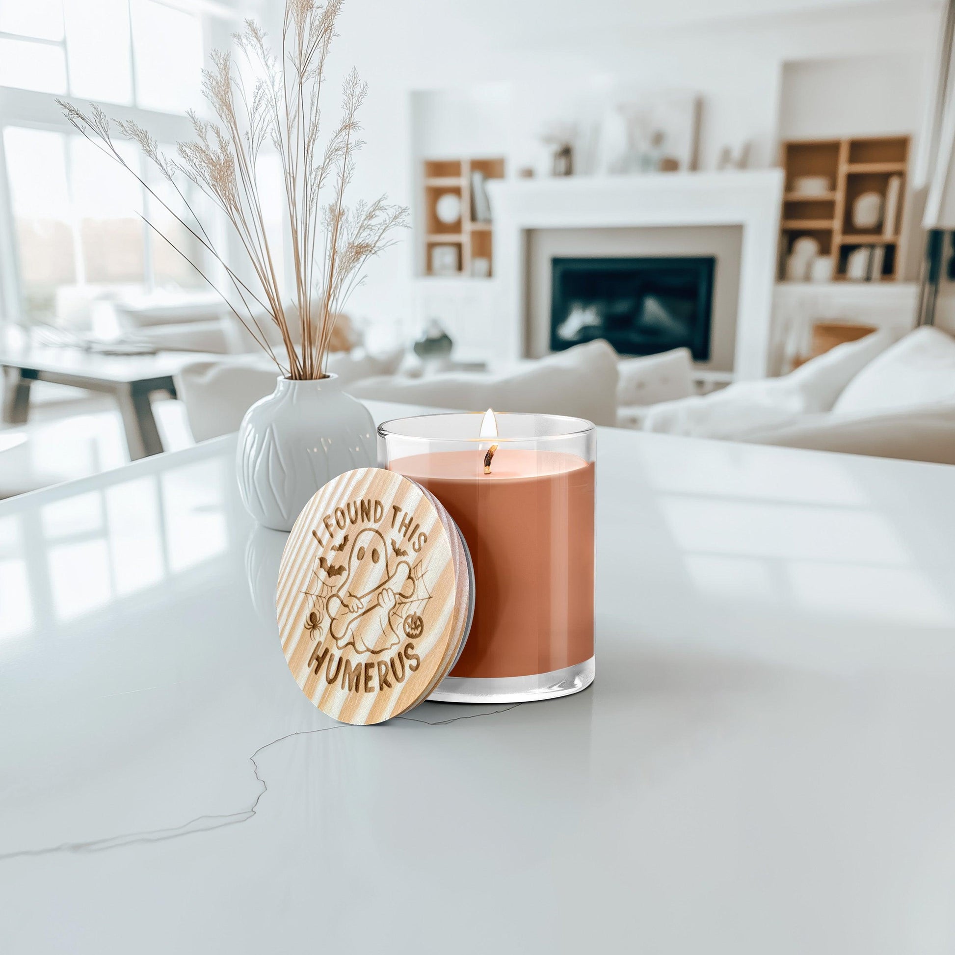 Halloween Ghost, I Found This Humerus - Engraved Lid 14 oz Soy Scented Candle - Mallard Moon Gift Shop