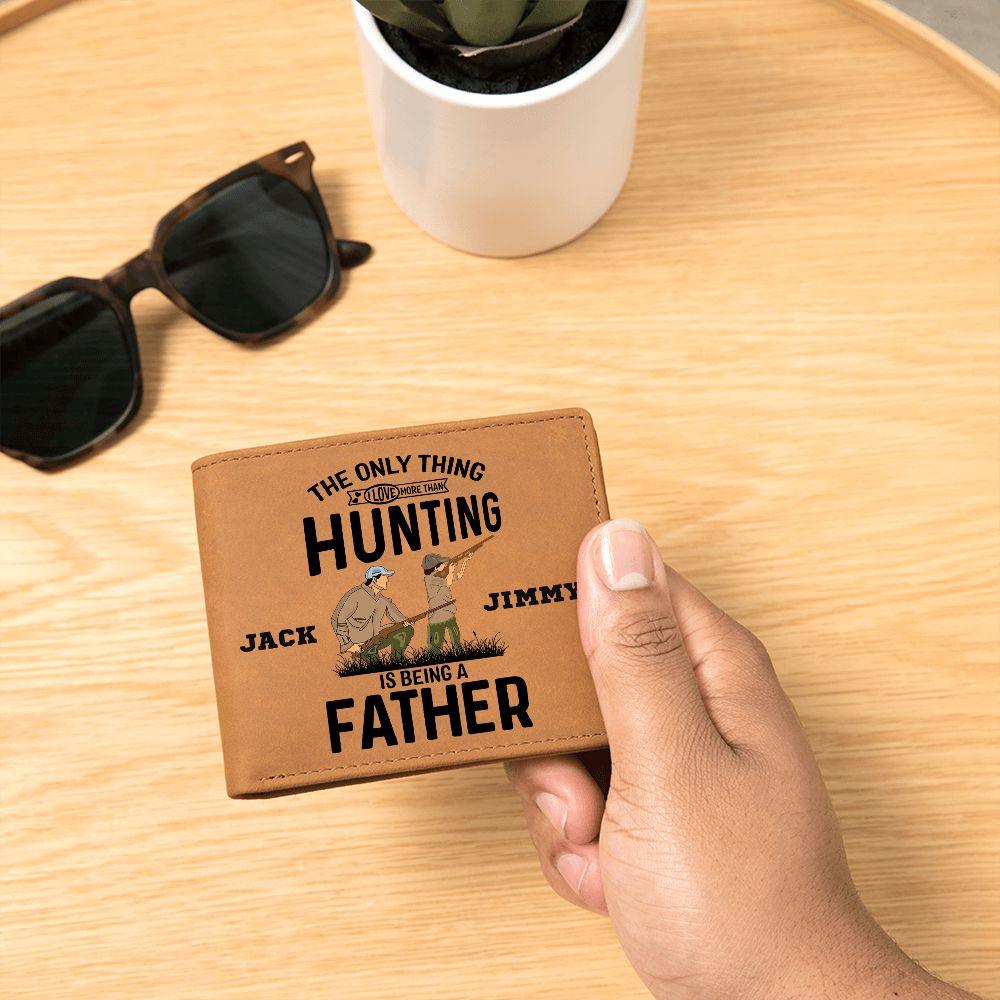 Hunting Father Personalized Leather Wallet - Mallard Moon Gift Shop