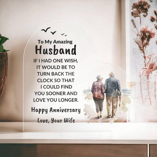 Husband Anniversary Gift Wish I Can Turn Back Time Acrylic Plaque - Mallard Moon Gift Shop