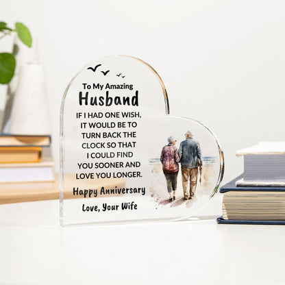 Husband Anniversary Gift Wish I Can Turn Back Time Acrylic Plaque - Mallard Moon Gift Shop