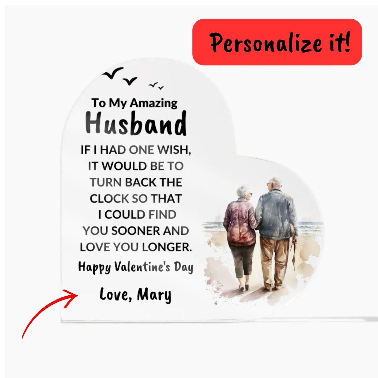 Husband Anniversary Gift Wish I Can Turn Back Time Acrylic Plaque - Mallard Moon Gift Shop