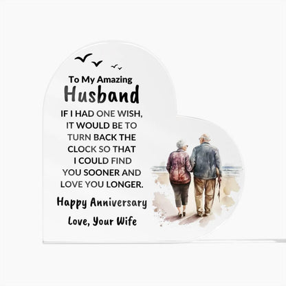 Husband Anniversary Gift Wish I Can Turn Back Time Acrylic Plaque - Mallard Moon Gift Shop