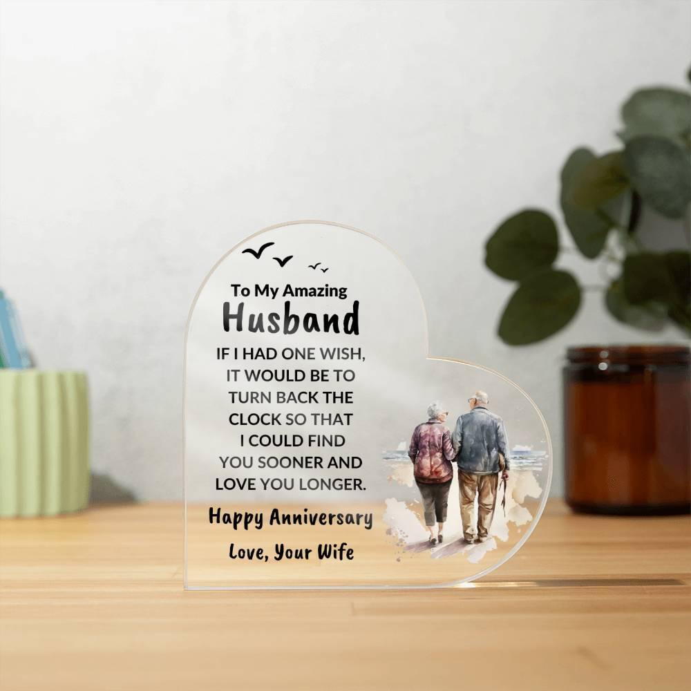 Husband Anniversary Gift Wish I Can Turn Back Time Acrylic Plaque - Mallard Moon Gift Shop
