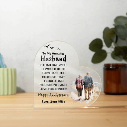 Husband Anniversary Gift Wish I Can Turn Back Time Acrylic Plaque - Mallard Moon Gift Shop
