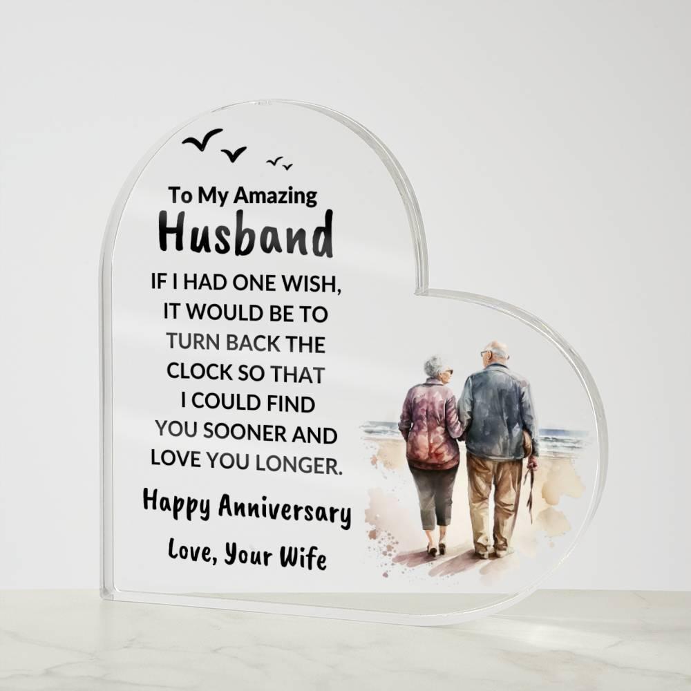 Husband Anniversary Gift Wish I Can Turn Back Time Acrylic Plaque - Mallard Moon Gift Shop