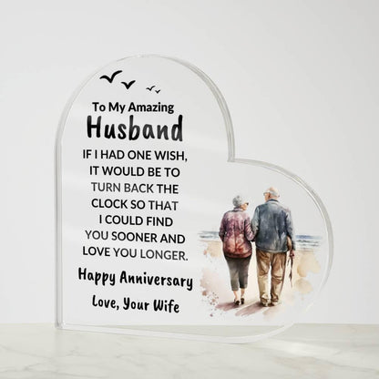 Husband Anniversary Gift Wish I Can Turn Back Time Acrylic Plaque - Mallard Moon Gift Shop