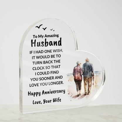 Husband Anniversary Gift Wish I Can Turn Back Time Acrylic Plaque - Mallard Moon Gift Shop
