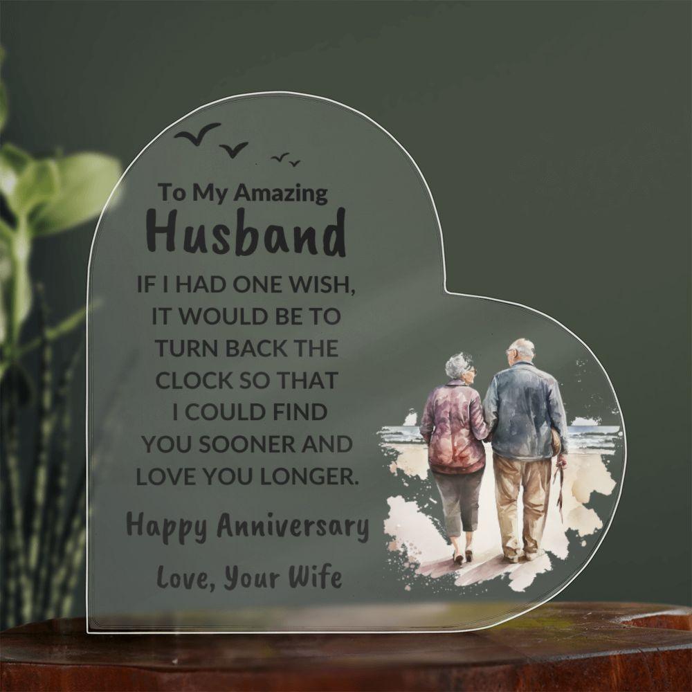 Husband Anniversary Gift Wish I Can Turn Back Time Acrylic Plaque - Mallard Moon Gift Shop