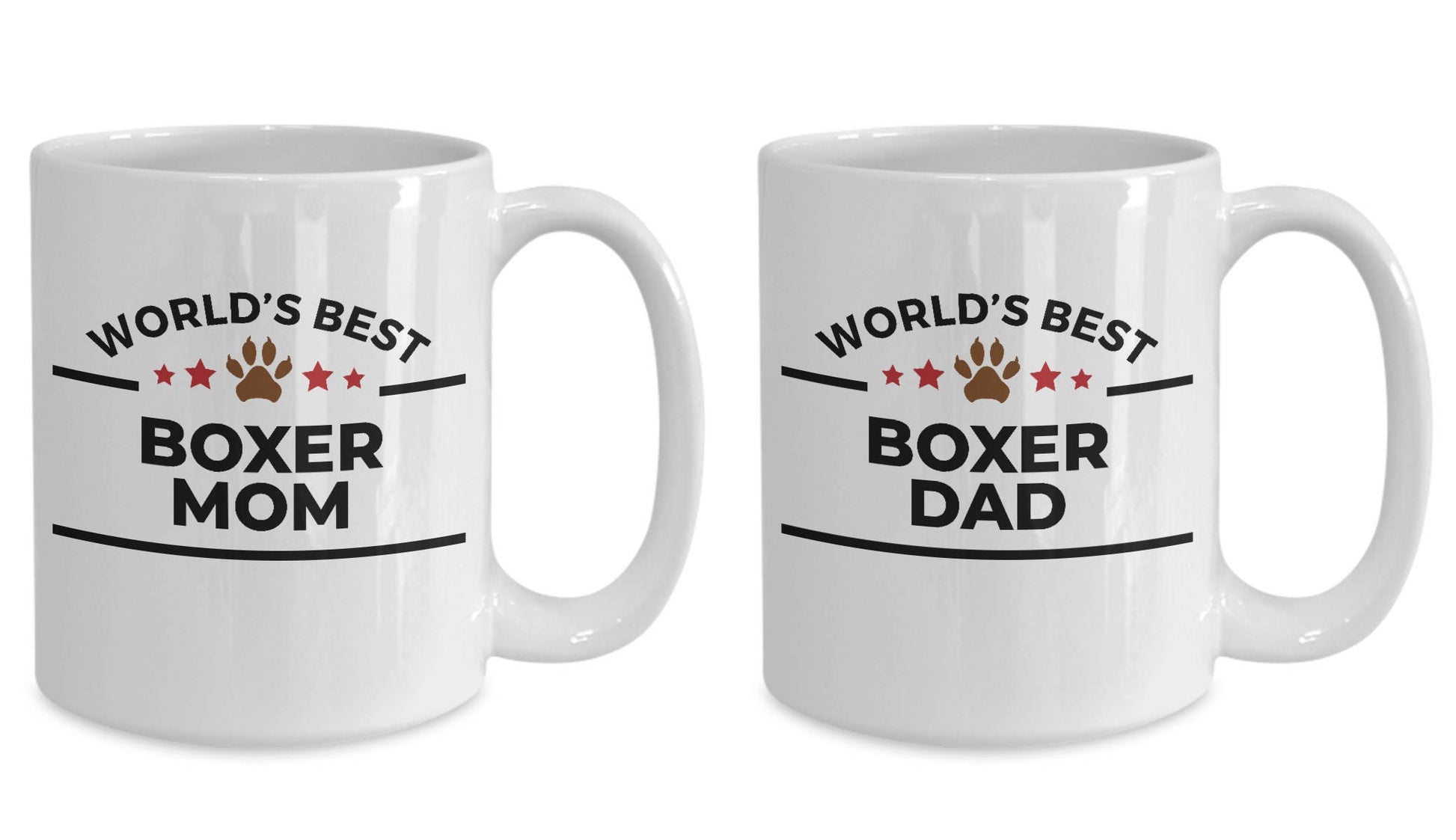 Boxer Dog Dad and Mom Coffee Mug - Gift Set of 2 - His and Hers - Mallard Moon Gift Shop