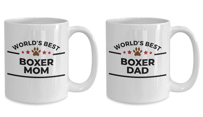 Boxer Dog Dad and Mom Coffee Mug - Gift Set of 2 - His and Hers - Mallard Moon Gift Shop