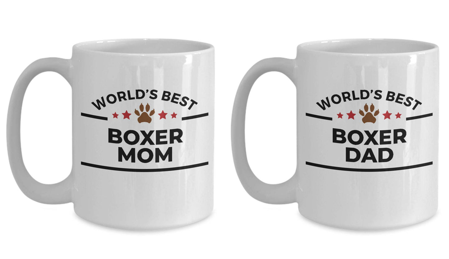 Boxer Dog Dad and Mom Coffee Mug - Gift Set of 2 - His and Hers - Mallard Moon Gift Shop