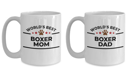 Boxer Dog Dad and Mom Coffee Mug - Gift Set of 2 - His and Hers - Mallard Moon Gift Shop