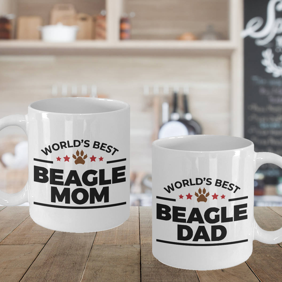 Beagle Coffee Mug Dad and Mom - His and Hers - Set of 2 - Mallard Moon Gift Shop