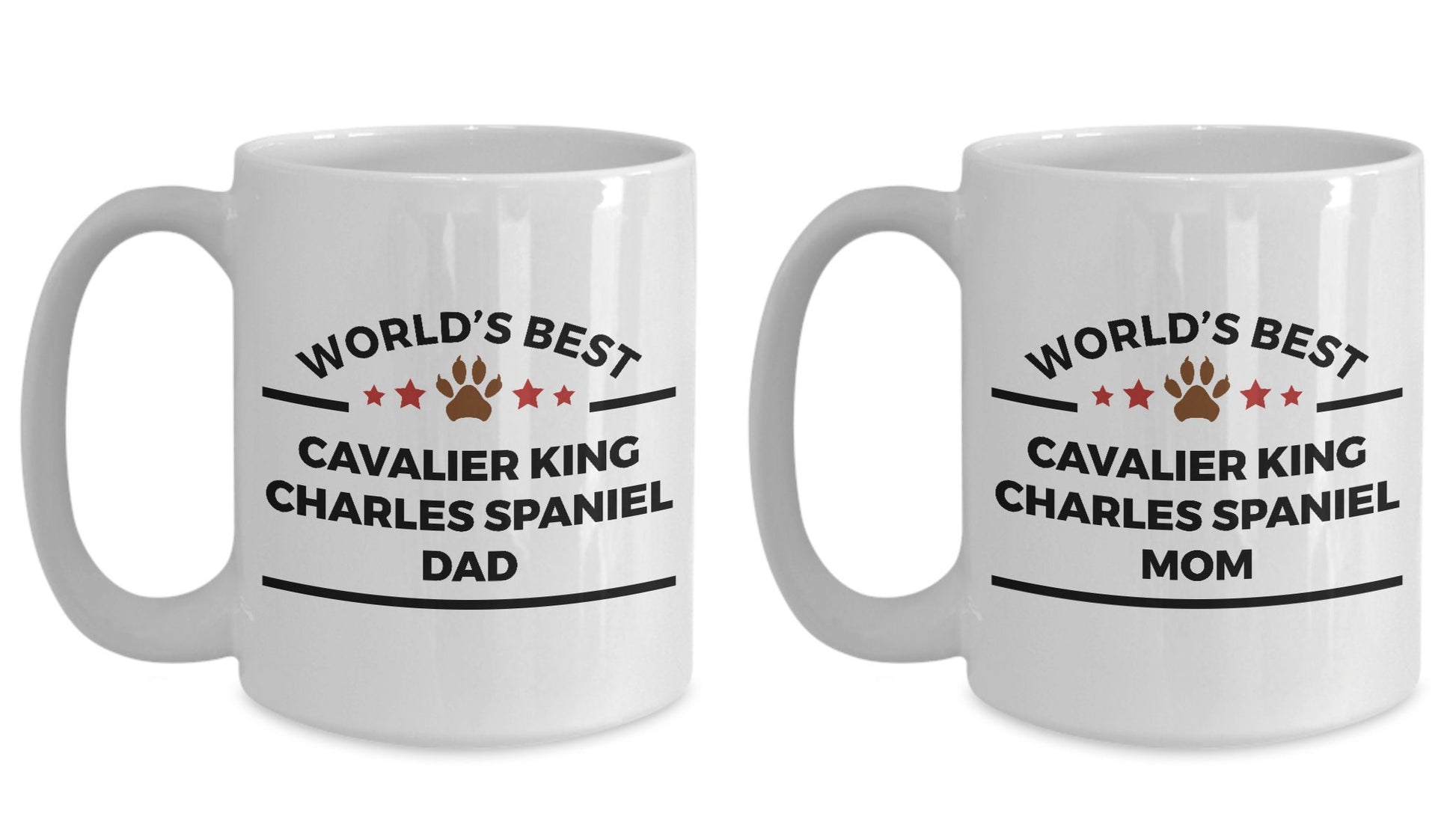 Cavalier King Charles Spaniel Dog Dad and Mom Coffee Mugs Gift Set of 2 - Mallard Moon Gift Shop