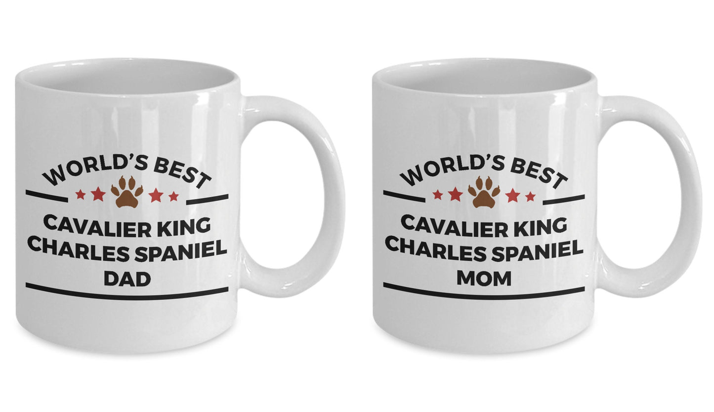 Cavalier King Charles Spaniel Dog Dad and Mom Coffee Mugs Gift Set of 2 - Mallard Moon Gift Shop