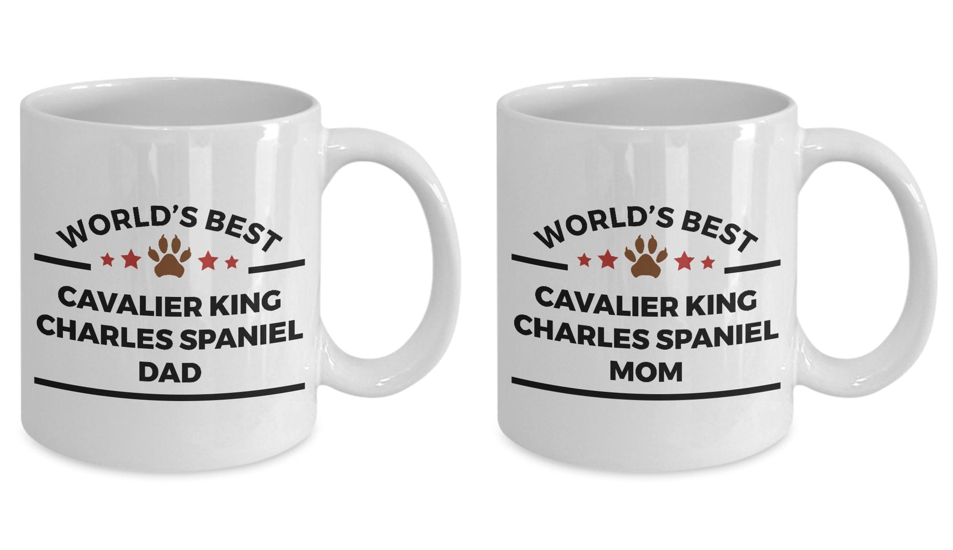 Cavalier King Charles Spaniel Dog Dad and Mom Coffee Mugs Gift Set of 2 - Mallard Moon Gift Shop