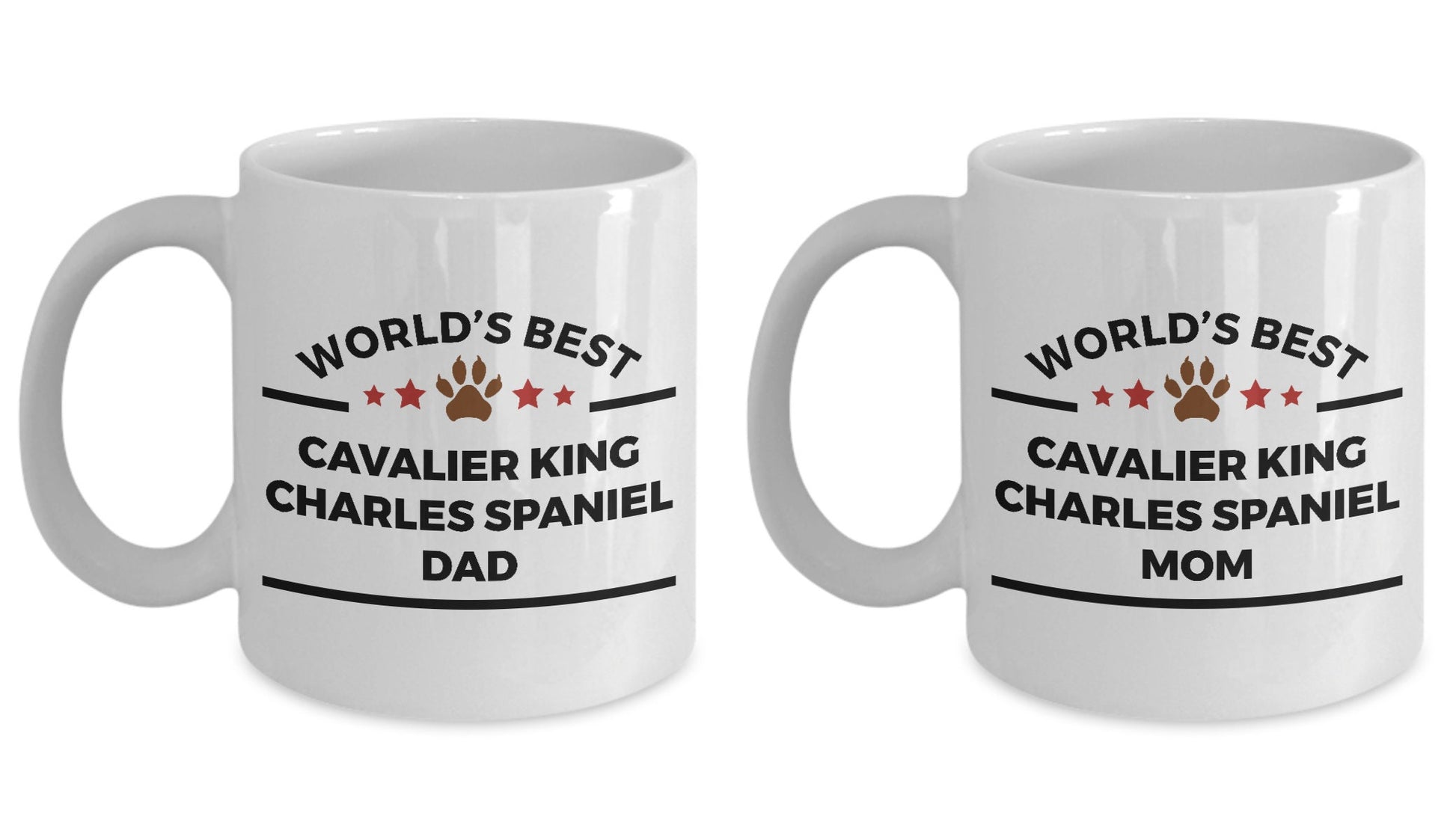 Cavalier King Charles Spaniel Dog Dad and Mom Coffee Mugs Gift Set of 2 - Mallard Moon Gift Shop