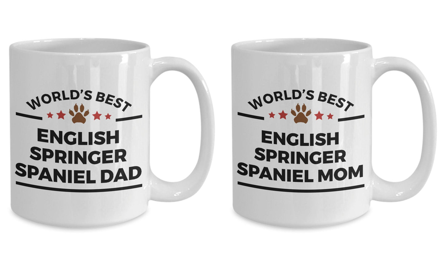 English Springer Spaniel Dog Dad and Mom Coffee Mug Set of 2 - Mallard Moon Gift Shop