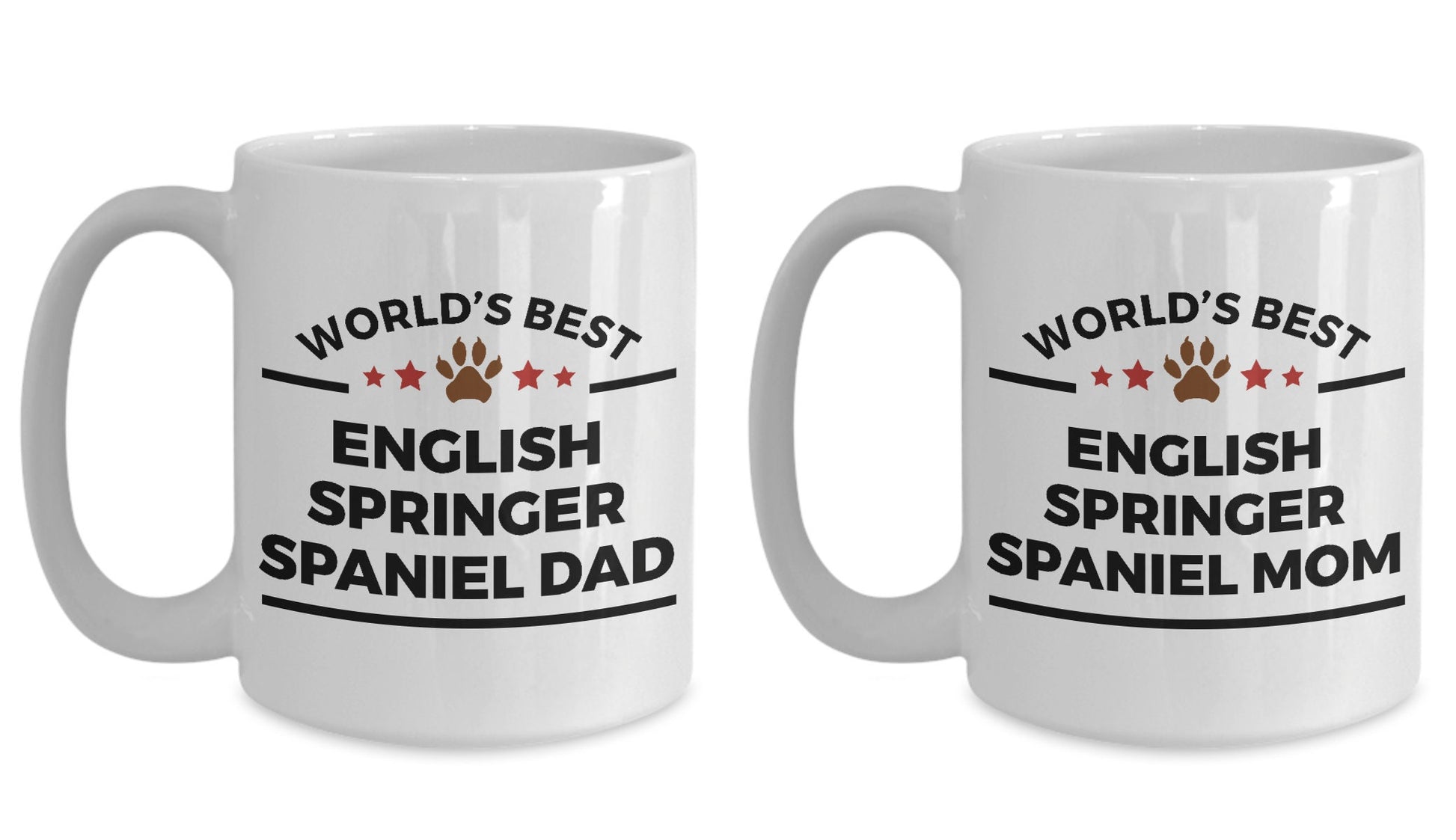 English Springer Spaniel Dog Dad and Mom Coffee Mug Set of 2 - Mallard Moon Gift Shop