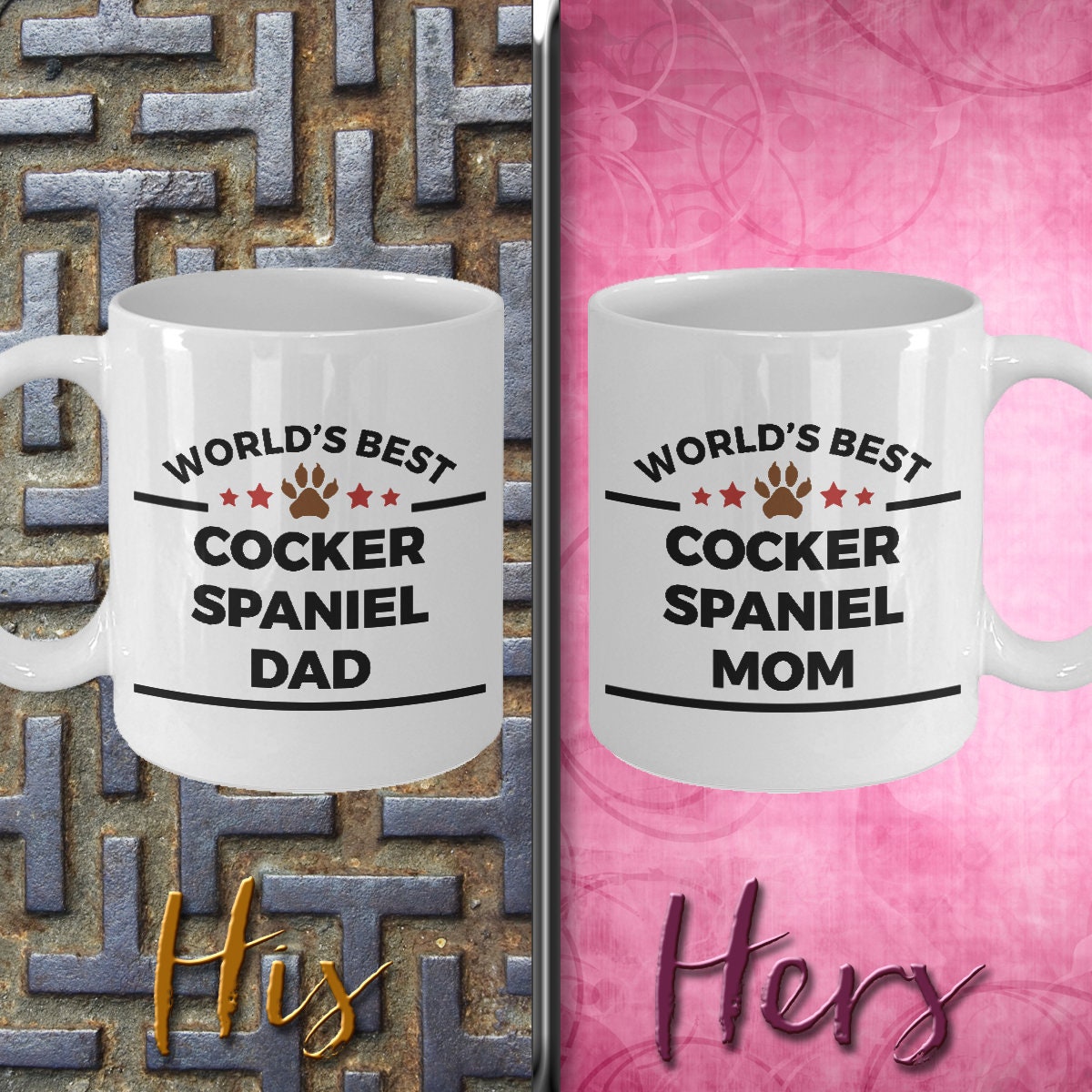 Cocker Spaniel Dog Dad and Mom Coffee Mugs Set of 2 - Mallard Moon Gift Shop