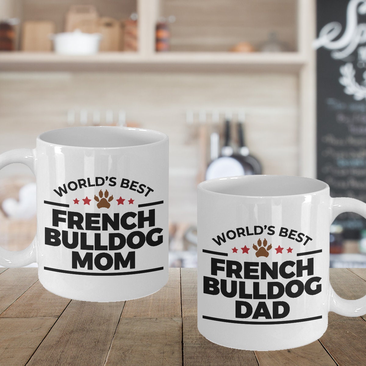 French Bulldog Mom and Dad - Couples Coffee Mugs - Set of 2 - Mallard Moon Gift Shop