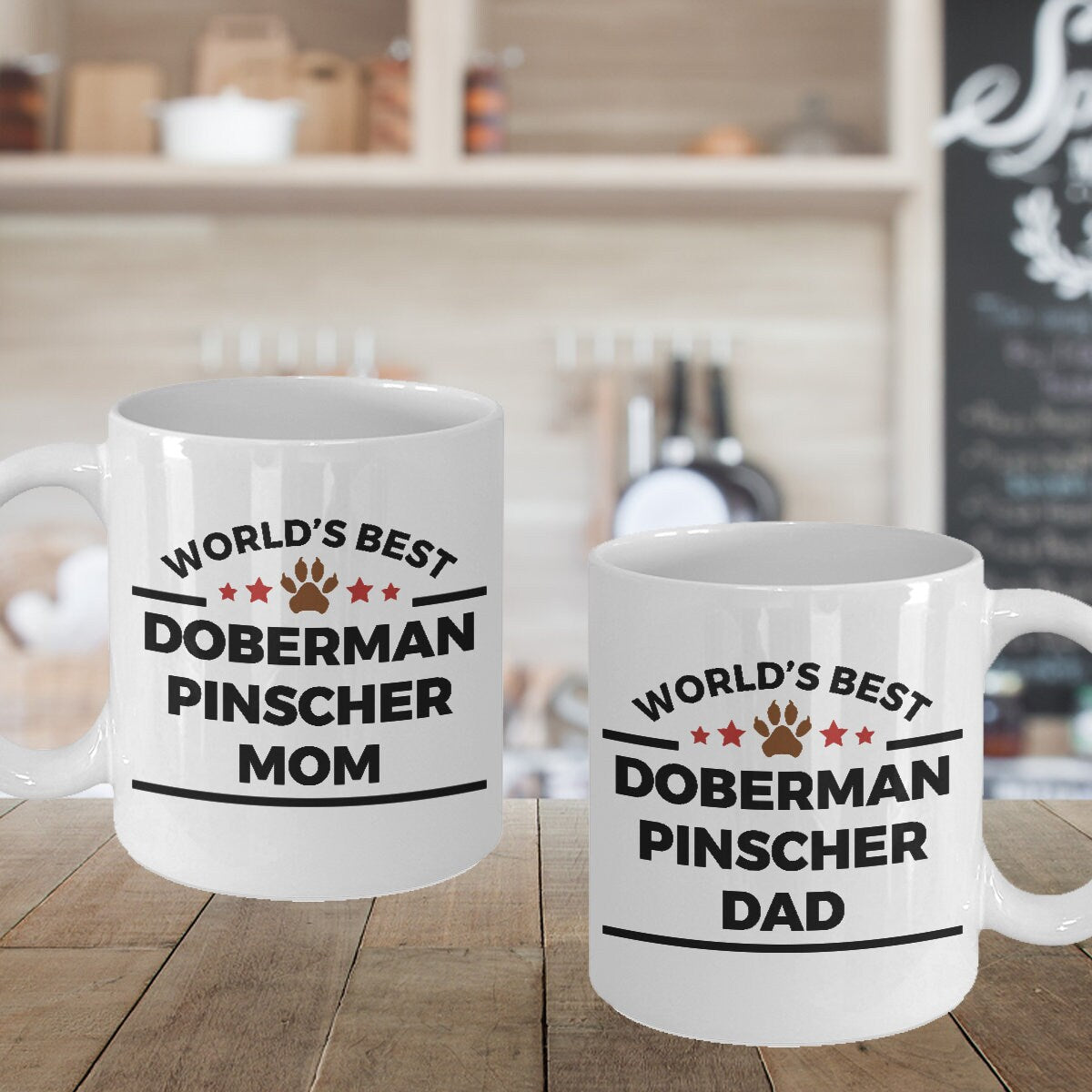 Doberman Pinscher Dog Dad and Mom Coffee Mug Set of 2 - Mallard Moon Gift Shop