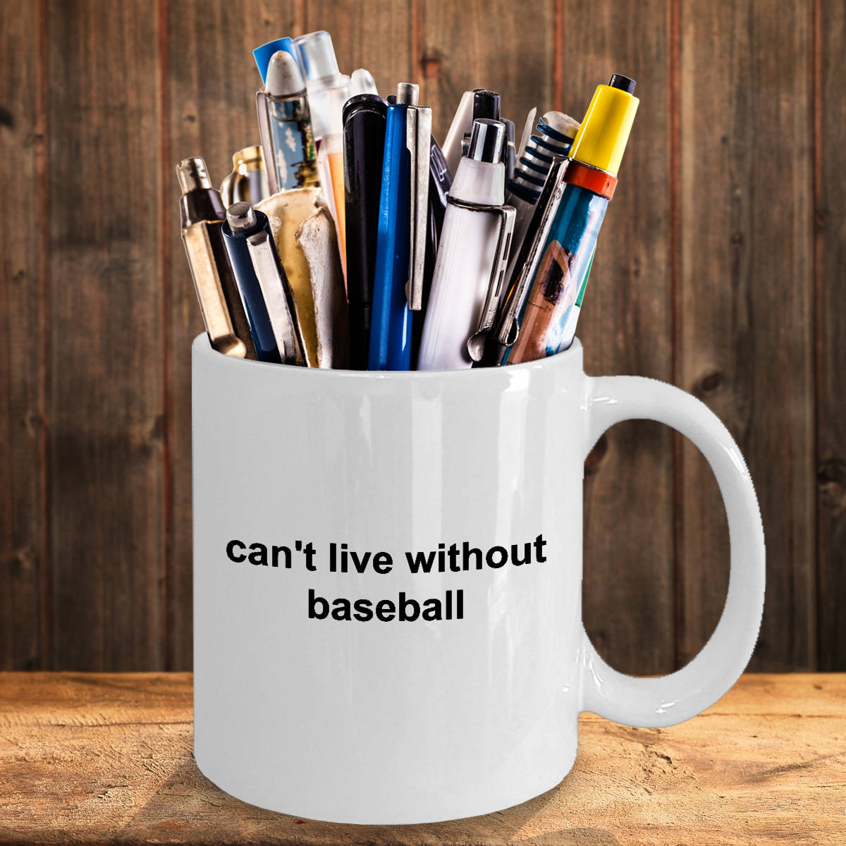Baseball Coffee Mug - Can't Live without Basebal - Mallard Moon Gift Shop
