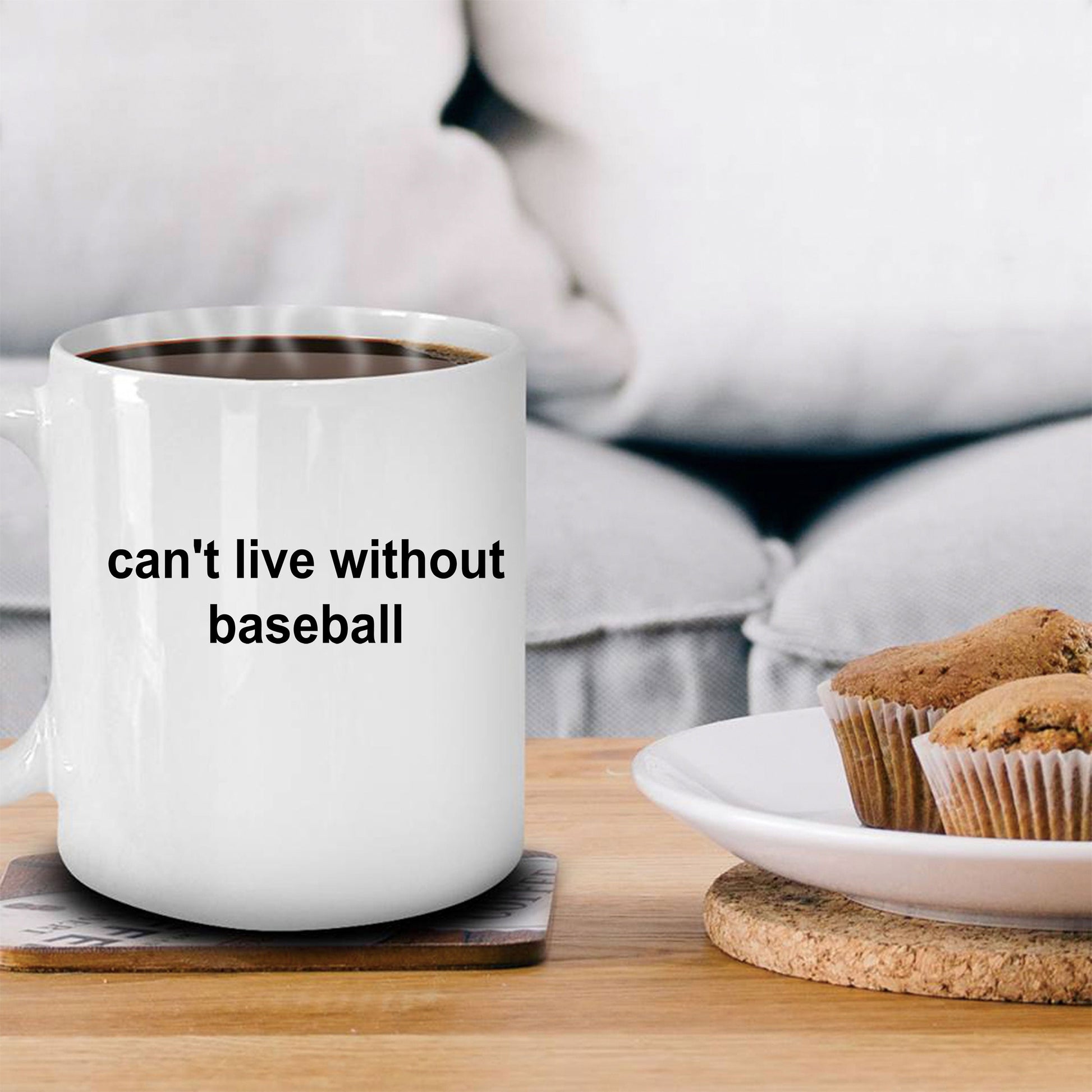 Baseball Coffee Mug - Can't Live without Basebal - Mallard Moon Gift Shop