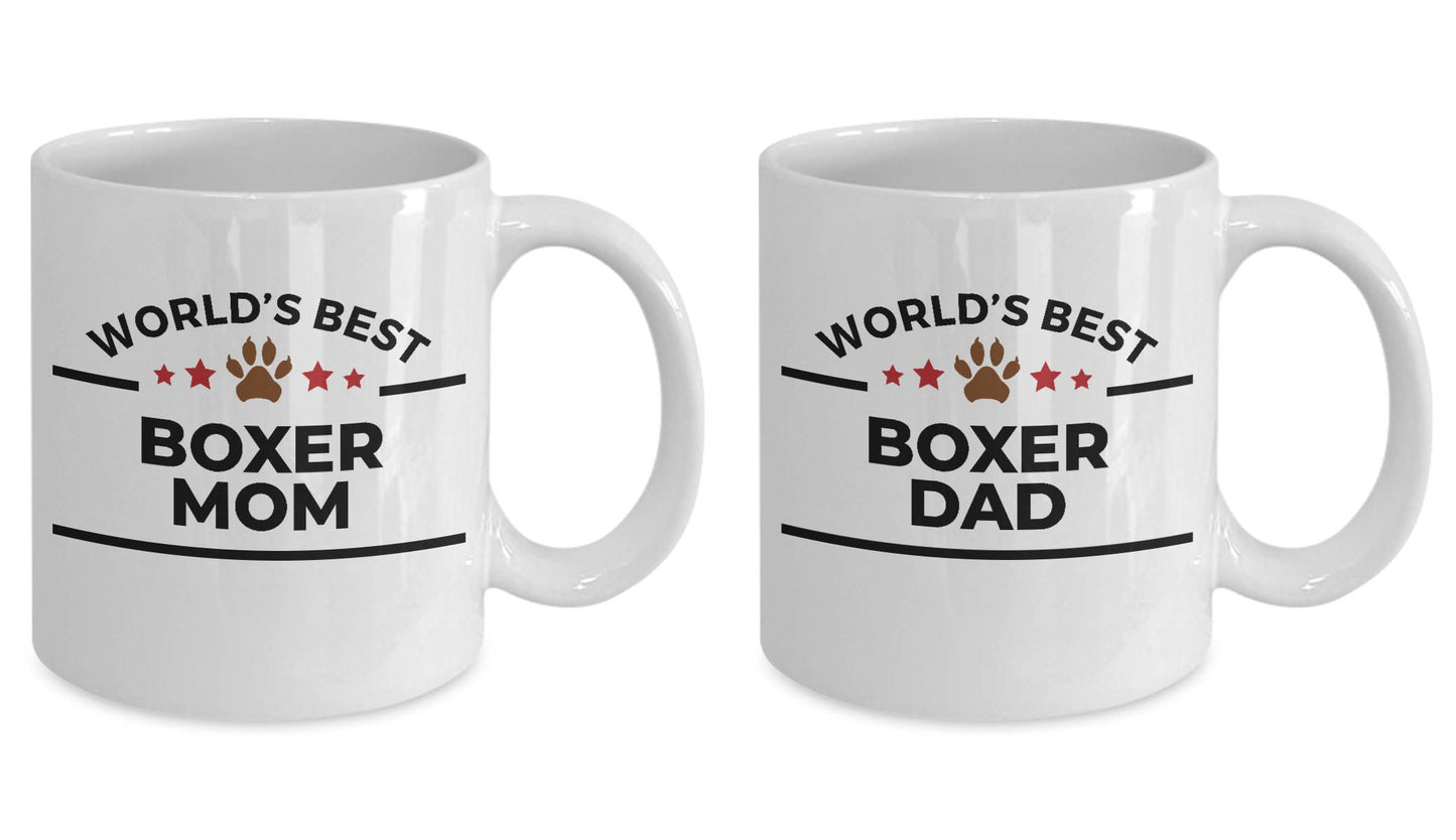 Boxer Dog Dad and Mom Coffee Mug - Gift Set of 2 - His and Hers - Mallard Moon Gift Shop