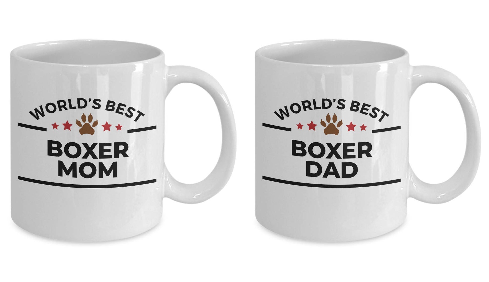 Boxer Dog Dad and Mom Coffee Mug - Gift Set of 2 - His and Hers - Mallard Moon Gift Shop