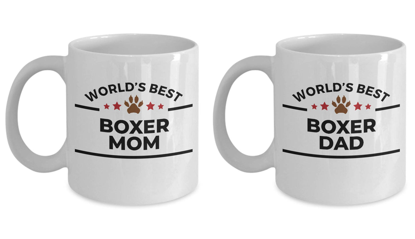 Boxer Dog Dad and Mom Coffee Mug - Gift Set of 2 - His and Hers - Mallard Moon Gift Shop