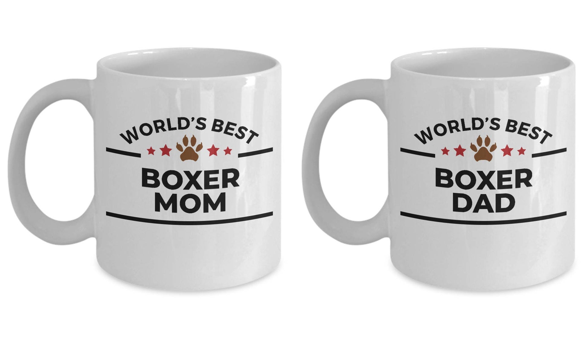 Boxer Dog Dad and Mom Coffee Mug - Gift Set of 2 - His and Hers - Mallard Moon Gift Shop