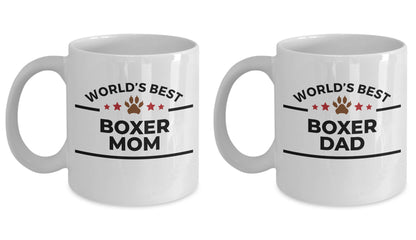 Boxer Dog Dad and Mom Coffee Mug - Gift Set of 2 - His and Hers - Mallard Moon Gift Shop