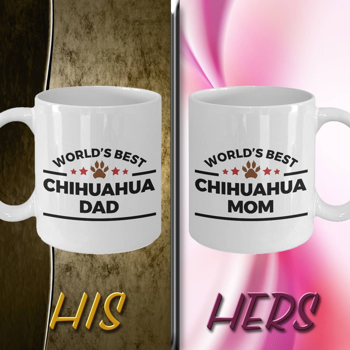 Chihuahua Dog Mom and Dad Couples Mug Set of 2 - Mallard Moon Gift Shop