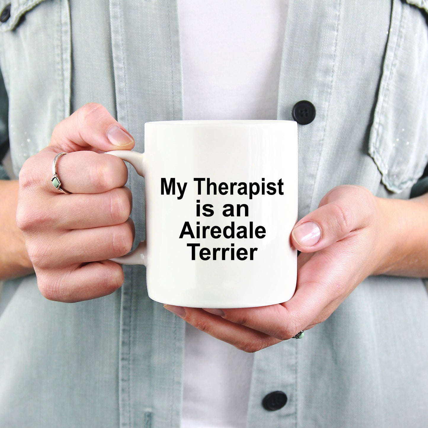 Airedale Terrier Dog Therapist Custom Ceramic Coffee Mug - Mallard Moon Gift Shop