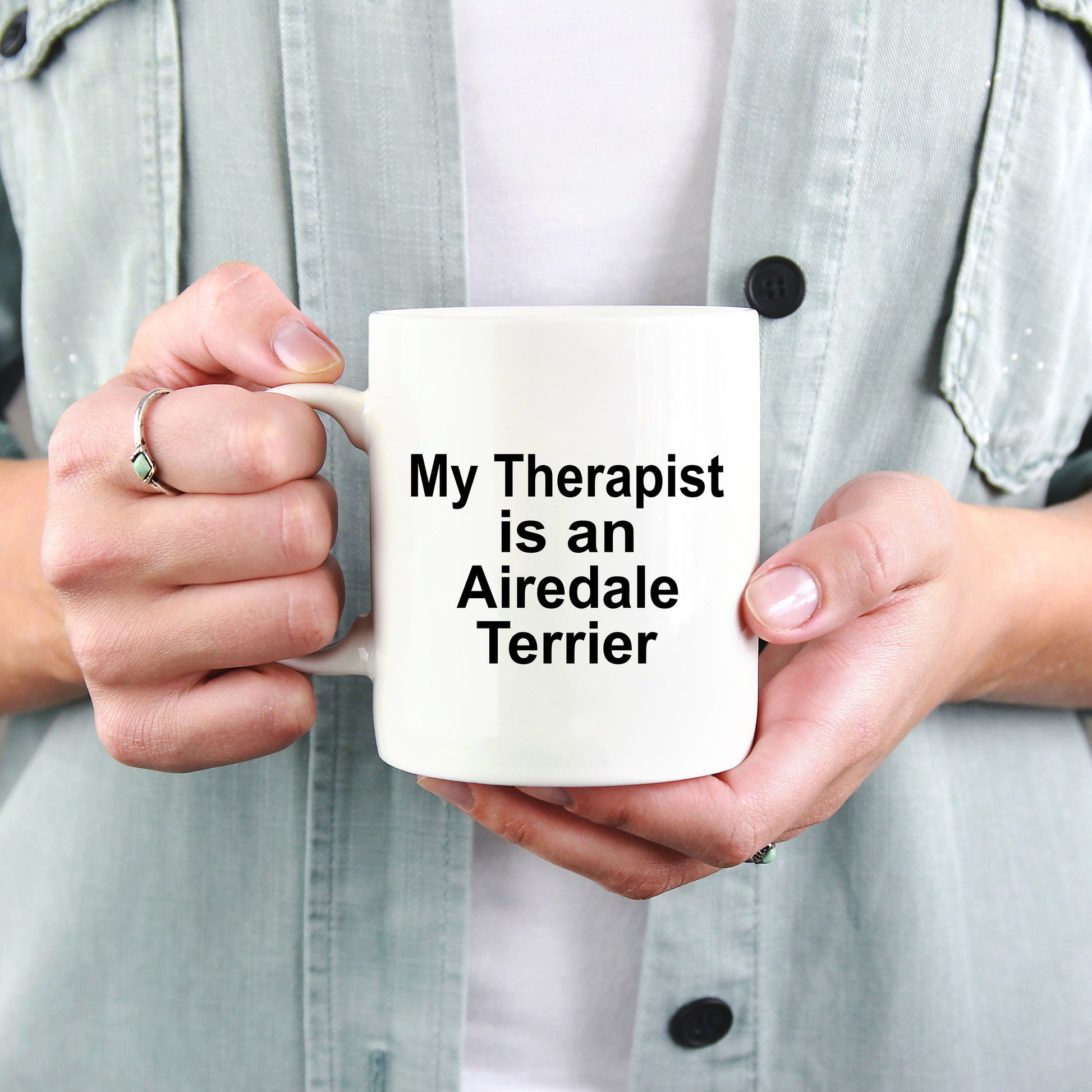 Airedale Terrier Dog Therapist Custom Ceramic Coffee Mug - Mallard Moon Gift Shop