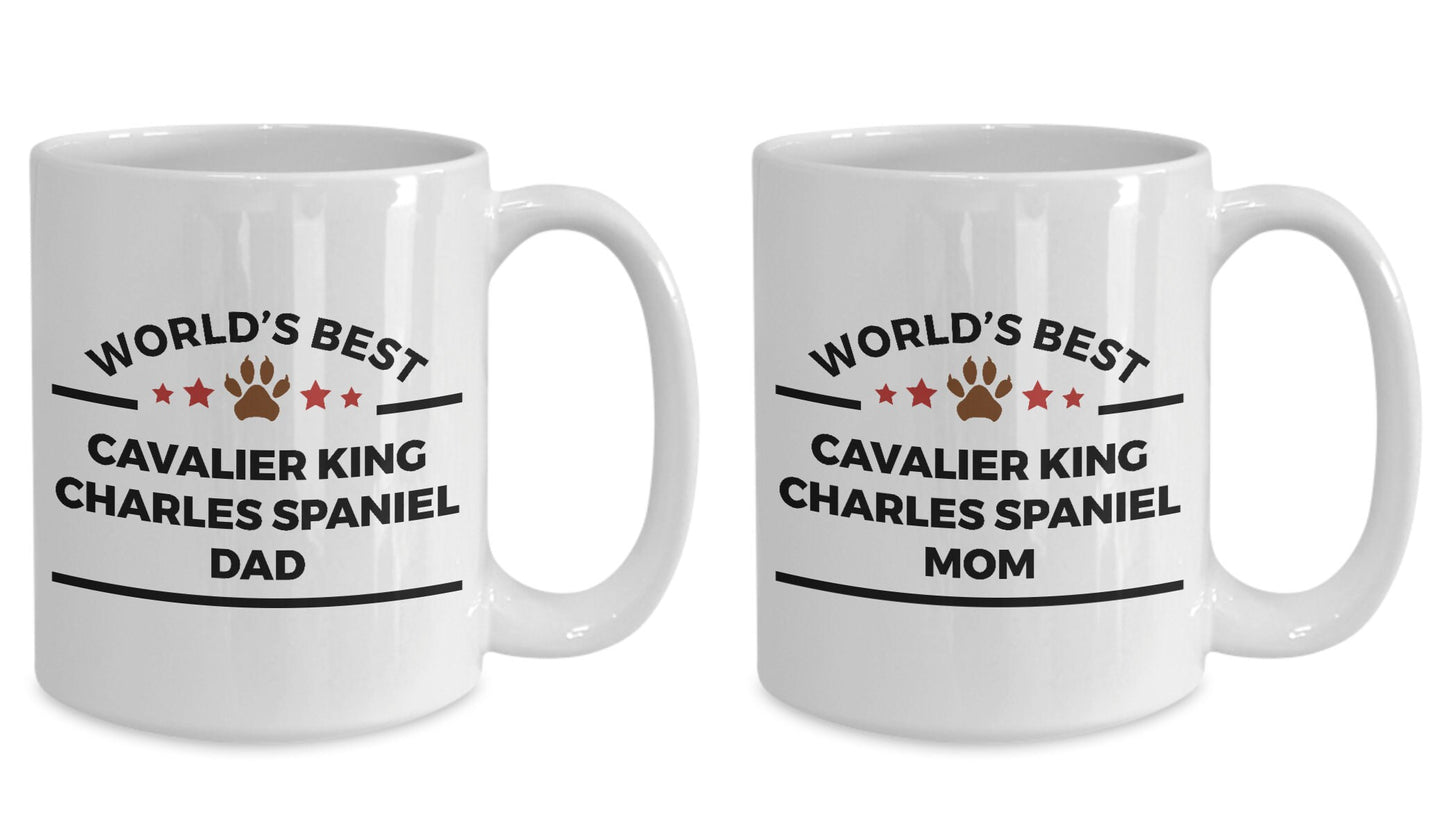 Cavalier King Charles Spaniel Dog Dad and Mom Coffee Mugs Gift Set of 2 - Mallard Moon Gift Shop