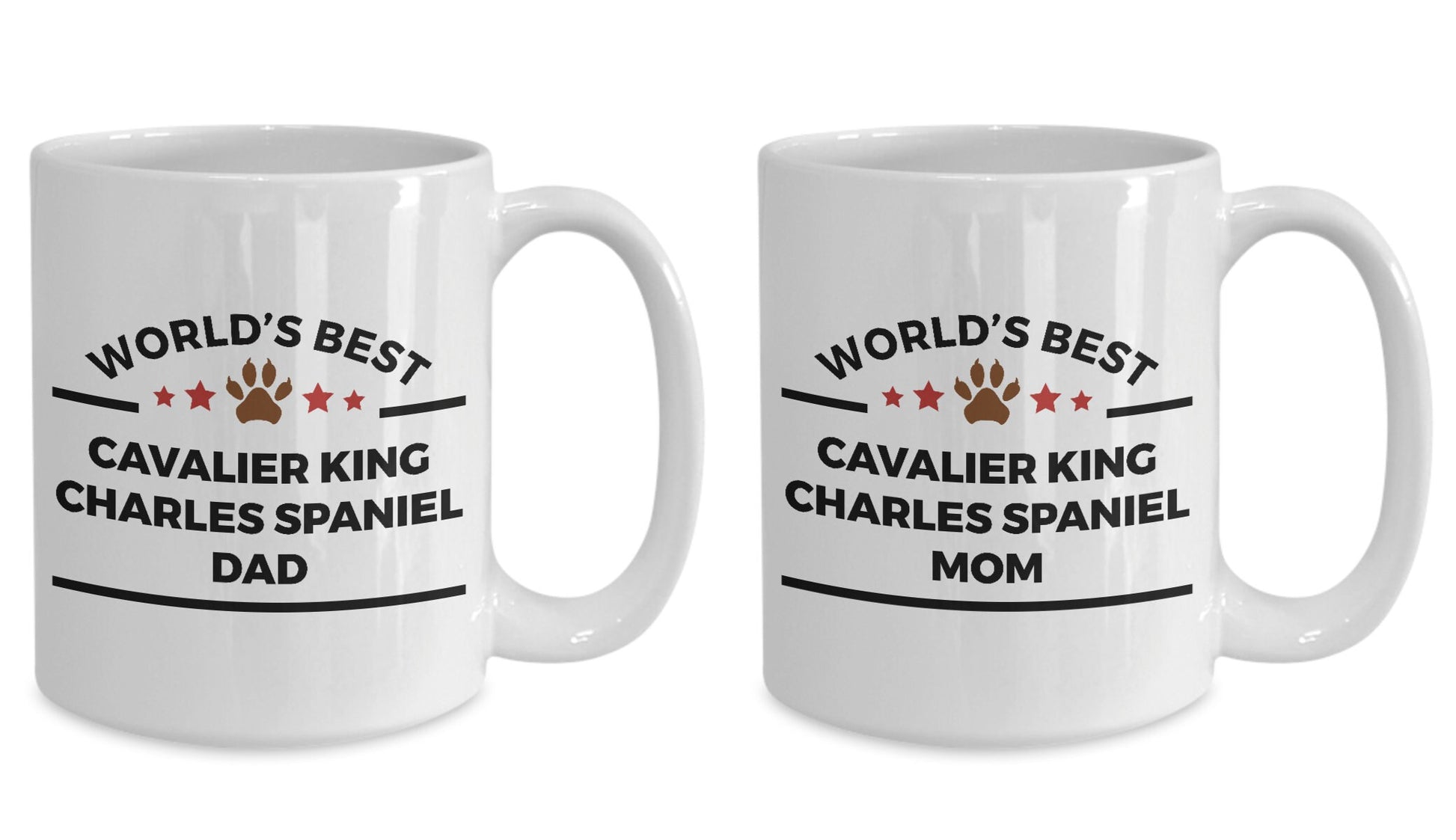 Cavalier King Charles Spaniel Dog Dad and Mom Coffee Mugs Gift Set of 2 - Mallard Moon Gift Shop
