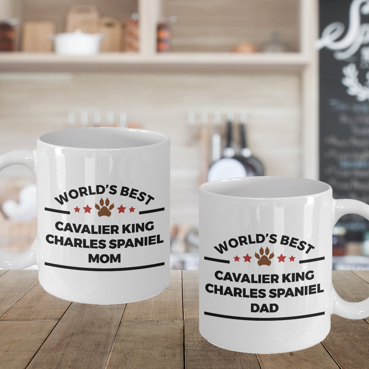 Cavalier King Charles Spaniel Dog Dad and Mom Coffee Mugs Gift Set of 2 - Mallard Moon Gift Shop