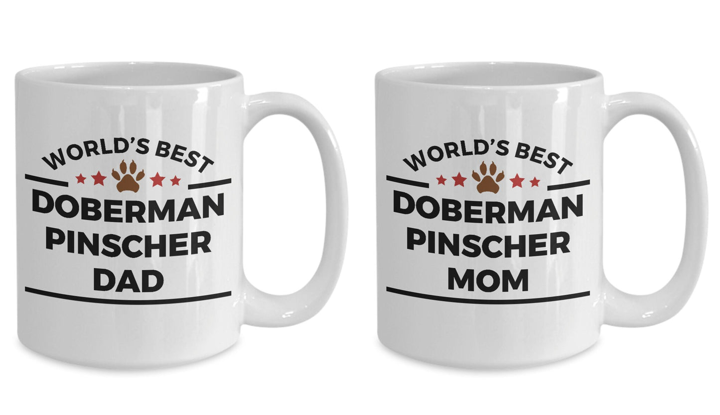 Doberman Pinscher Dog Dad and Mom Coffee Mug Set of 2 - Mallard Moon Gift Shop