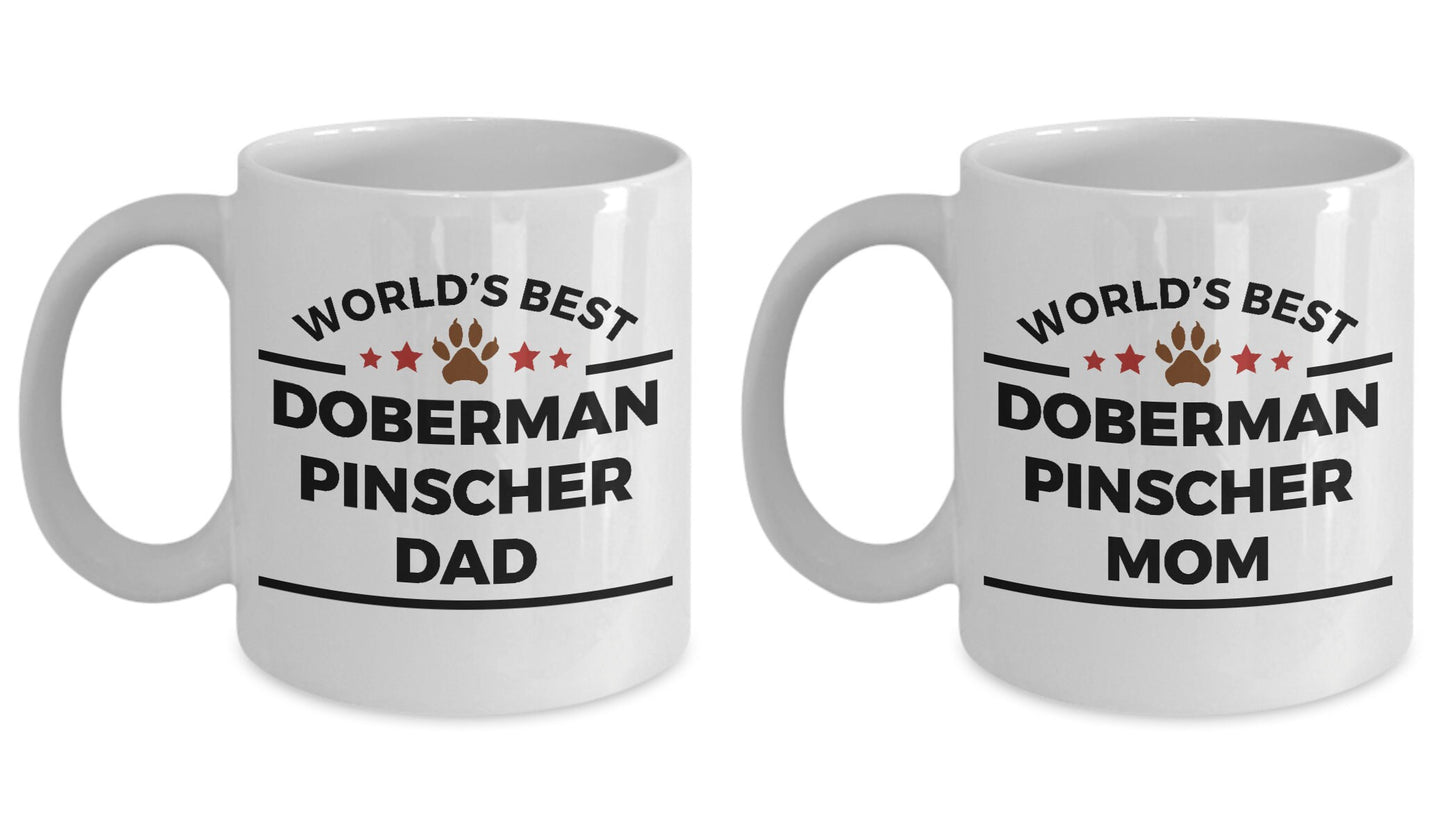 Doberman Pinscher Dog Dad and Mom Coffee Mug Set of 2 - Mallard Moon Gift Shop