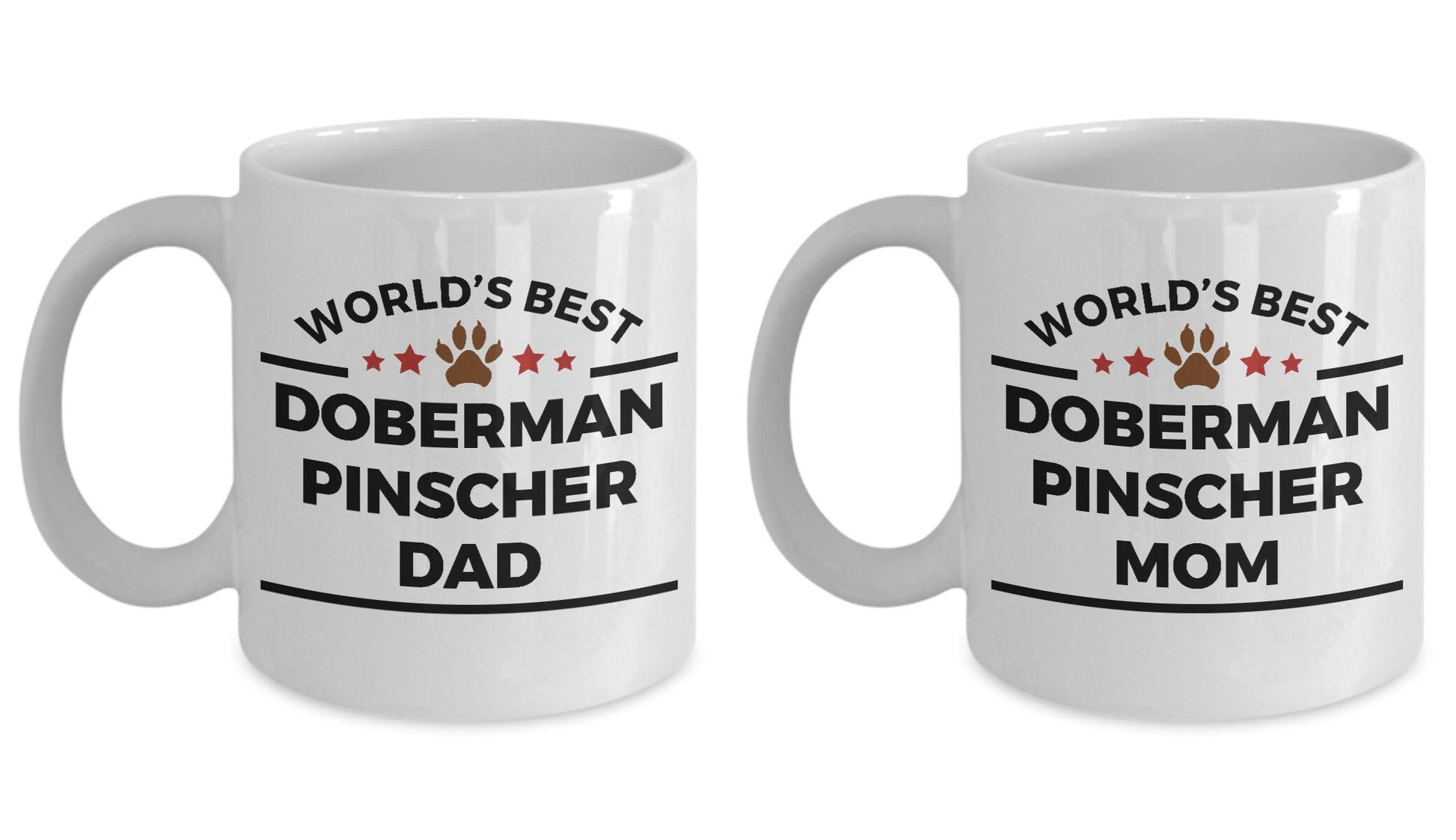 Doberman Pinscher Dog Dad and Mom Coffee Mug Set of 2 - Mallard Moon Gift Shop