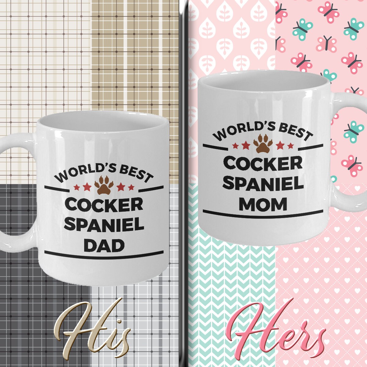 Cocker Spaniel Dog Dad and Mom Coffee Mugs Set of 2 - Mallard Moon Gift Shop