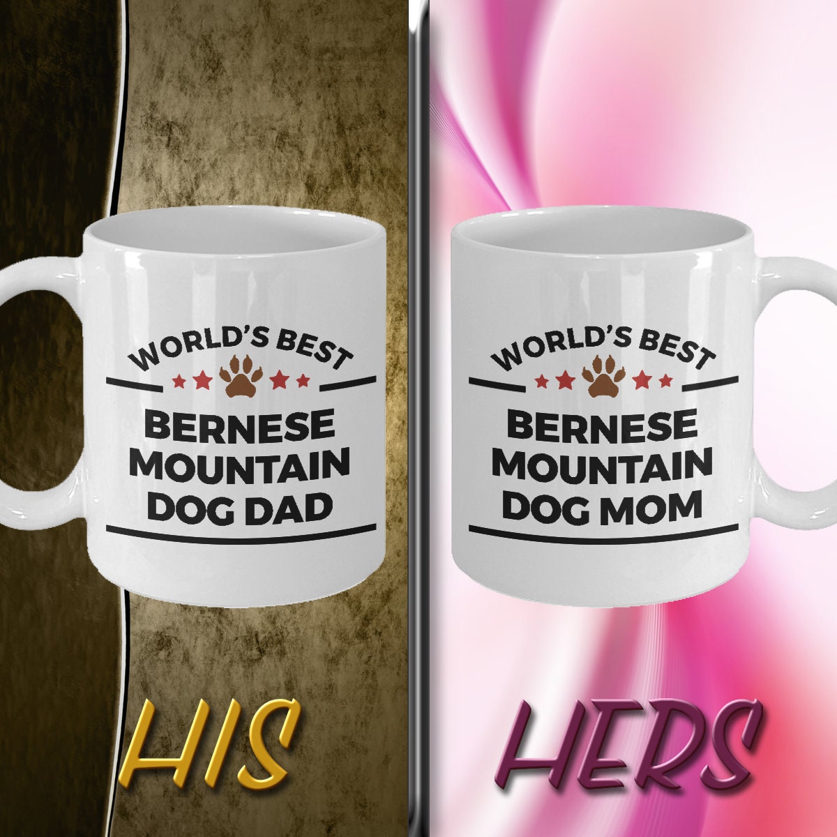 Bernese Mountain Dog Dad and Mom Coffee Couples - Mug Set of 2 - Mallard Moon Gift Shop